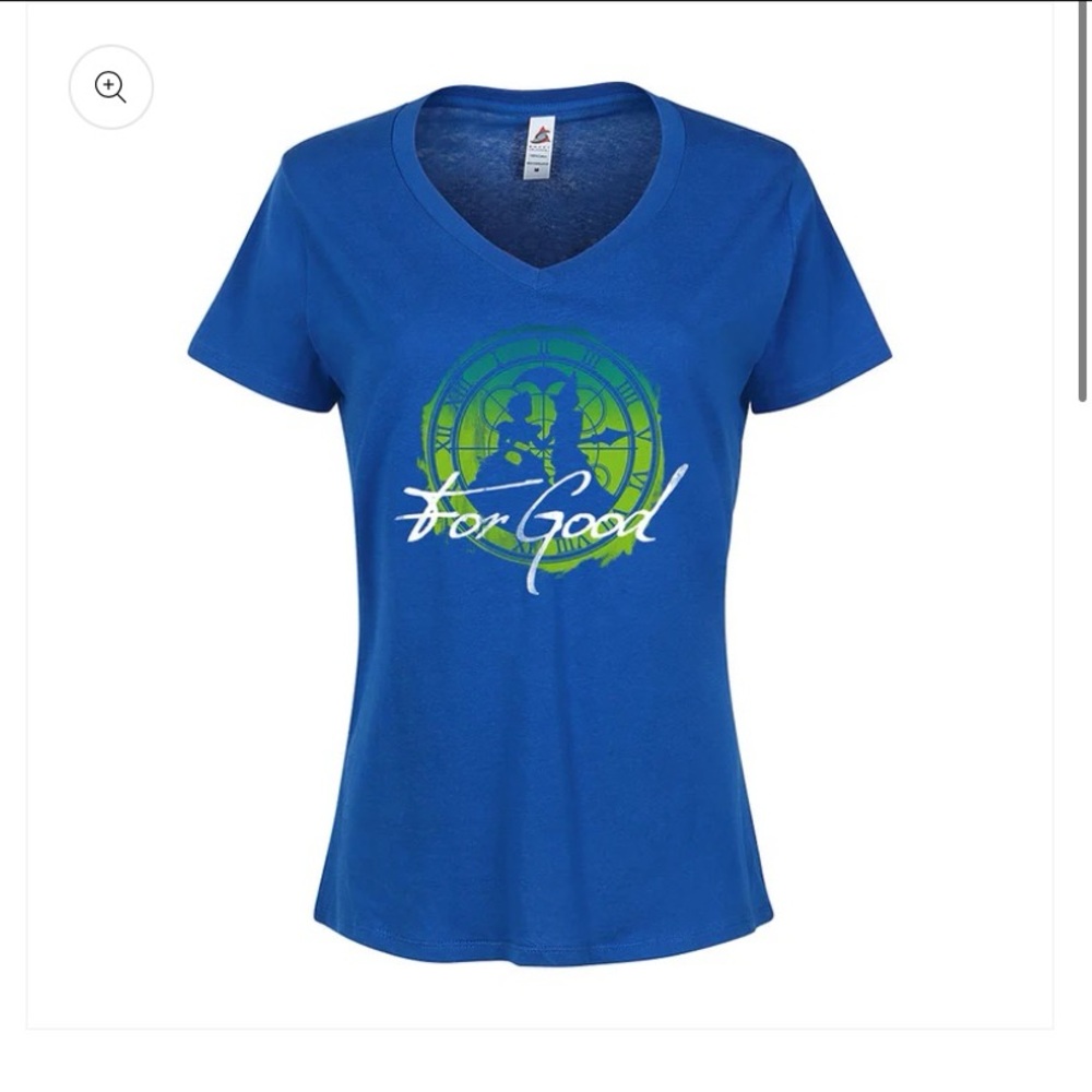 For Good Women's Blue V-Neck Short Sleeve Tee